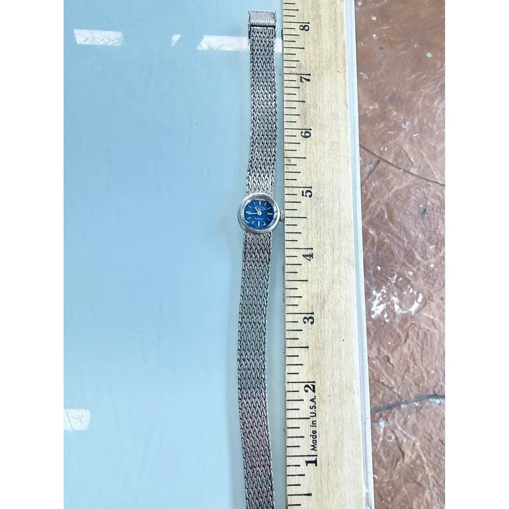 Vintage Lady Elgin 21 Jewel Swiss Mechanical Watch Blue Dial 8